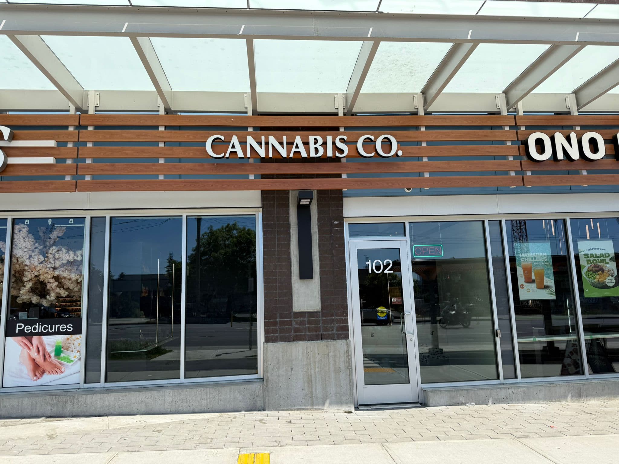 Victoria Cannabis Co storefront entrance on McKenzie Ave